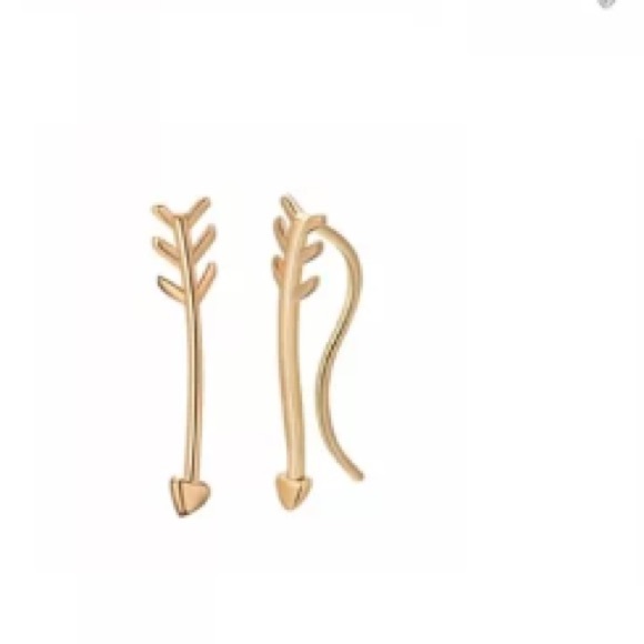 Gold Tone Arrow Ear Climber Sweep Earrings - Picture 3 of 4